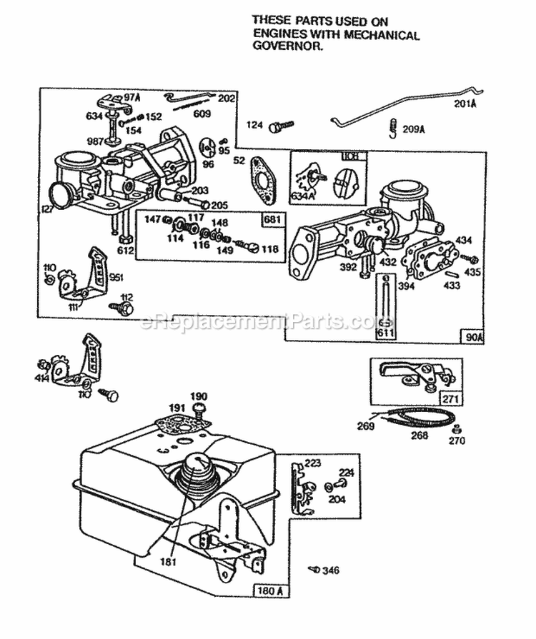 Carburetor AssyFuel Tank Diagram and Parts List for 082232-0155-99  Briggs and Stratton Engine